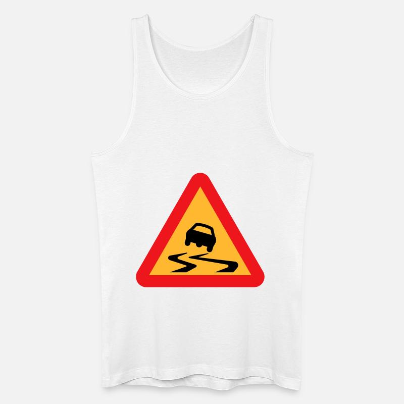Rutsch-Auto-Warnschild - Männer Bio Tank Top - Weiß
