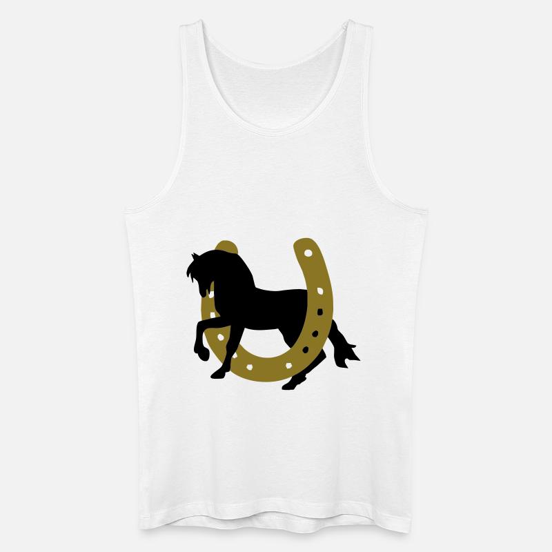 Pferd mit Hufeisen - Männer Bio Tank Top - Weiß
