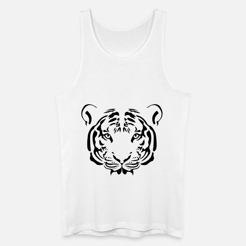 Tiger Gesicht - Männer Bio Tank Top - Weiß