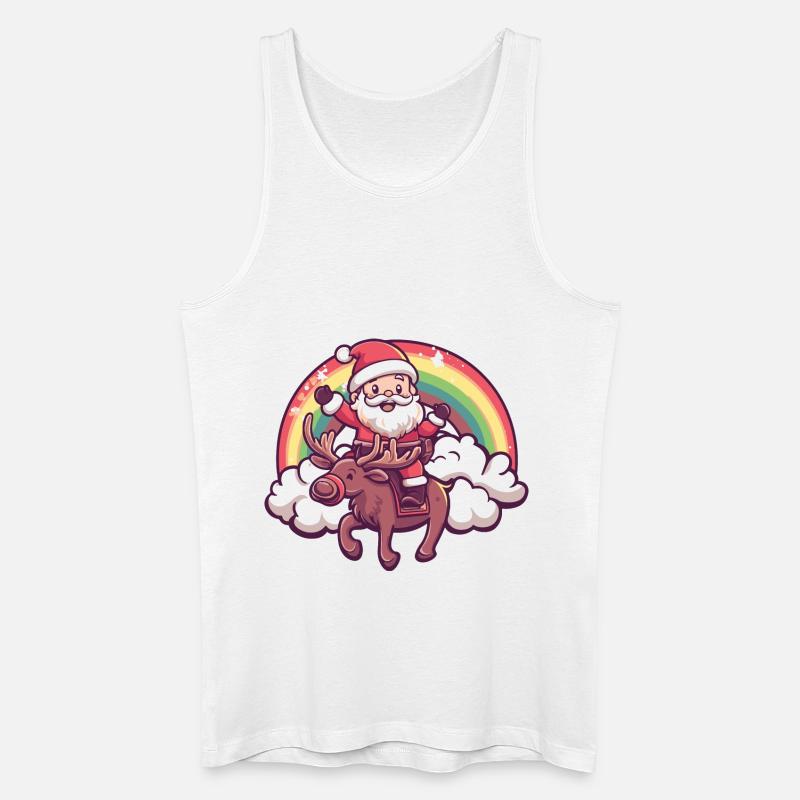 Elch Weihnachtsmann Regenbogen - Männer Bio Tank Top - Weiß