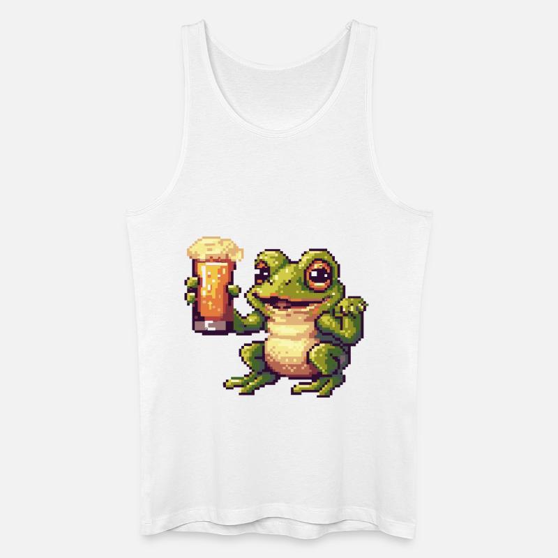 Frosch Pixel Bier - Männer Bio Tank Top - Weiß