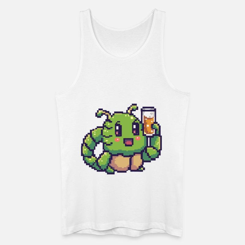 Wurm Pixel Bier - Männer Bio Tank Top - Weiß