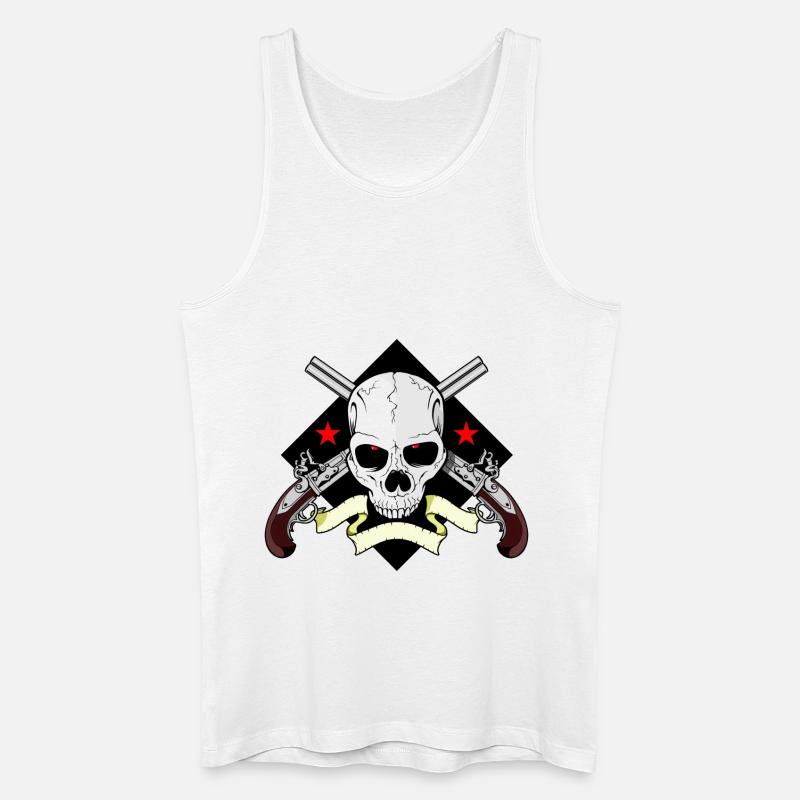 Skull mit Waffen - Männer Bio Tank Top - Weiß