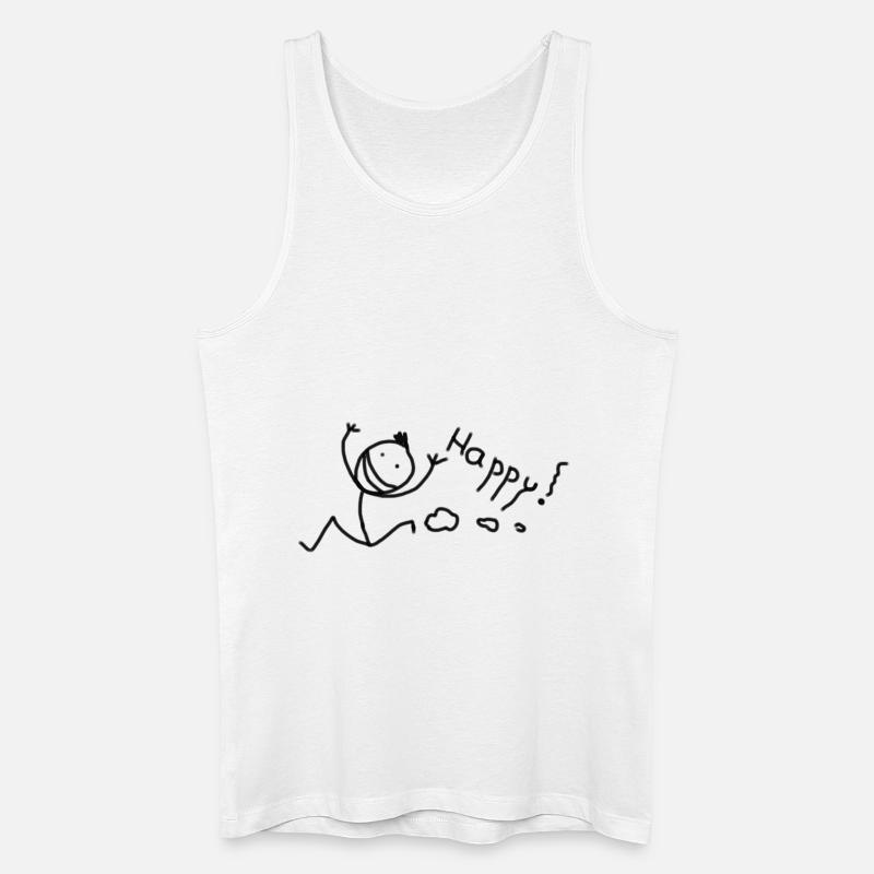 happy - Männer Bio Tank Top - Weiß