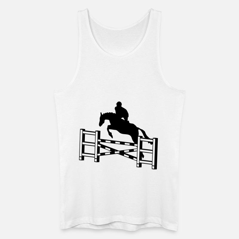Pferd springend Hindernisses_c1 - Männer Bio Tank Top - Weiß