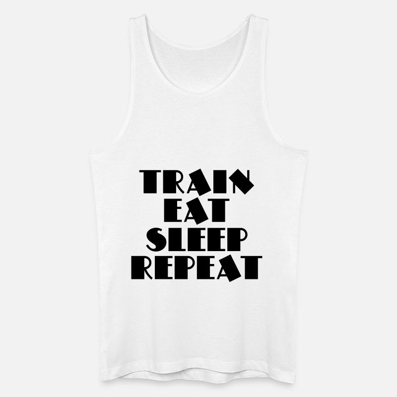 Train, eat, sleep, repeat - Männer Bio Tank Top - Weiß