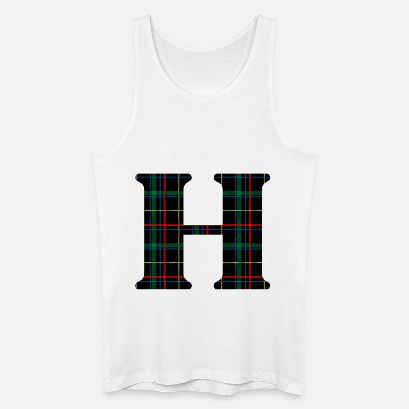 Monogramm h schottischer Tartan - Männer Bio Tank Top - Weiß