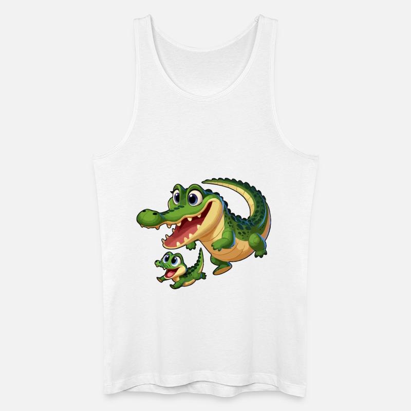 Krokodilmutter und Kind beim Herumtollen - Männer Bio Tank Top - Weiß