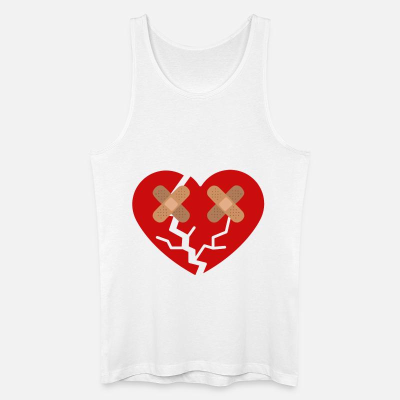 Gebrochenes Herz mit Pflaster - Männer Bio Tank Top - Weiß