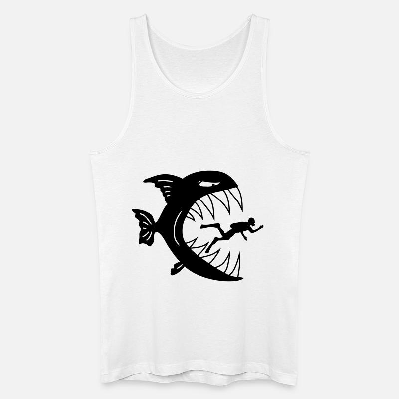 Monster Fish Eats Diver - Männer Bio Tank Top - Weiß
