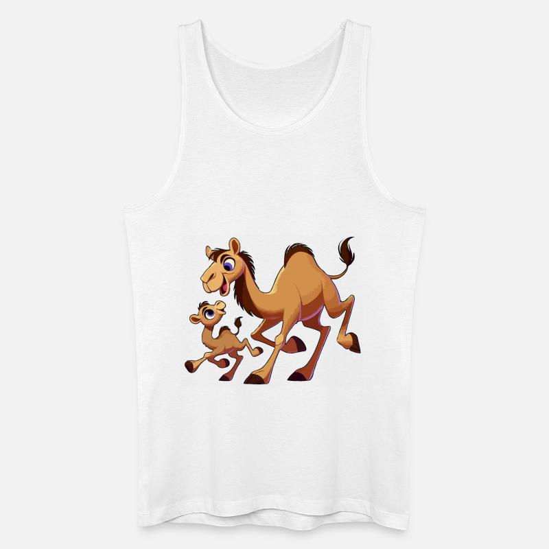 Kamelmutter mit herumtollendem Kind - Männer Bio Tank Top - Weiß
