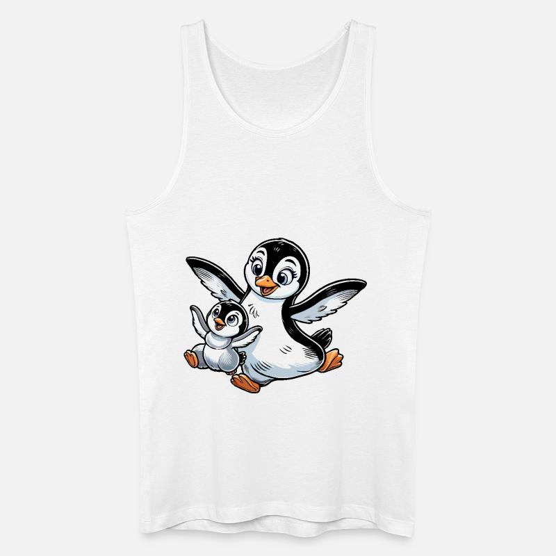 Pinguin-Mutter und Kind beim Herumtollen - Männer Bio Tank Top - Weiß