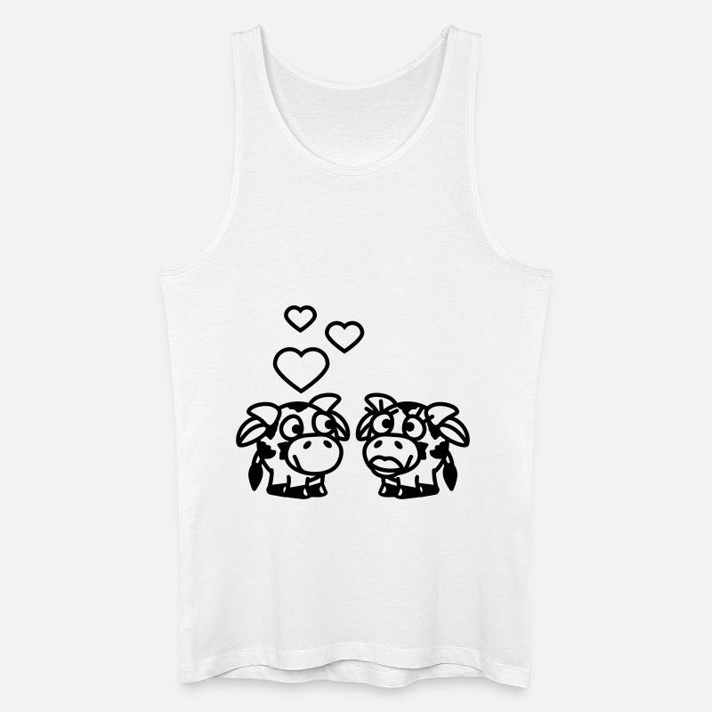 smiley_cows_in_love_1c - Männer Bio Tank Top - Weiß