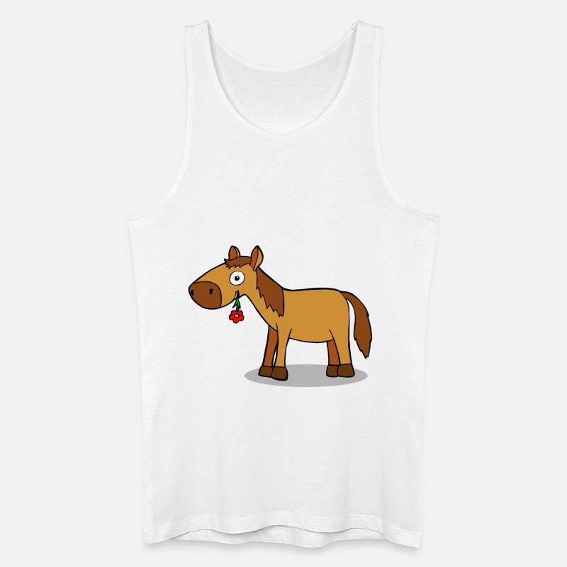 Pferd mit Blume - Comic - Männer Bio Tank Top - Weiß