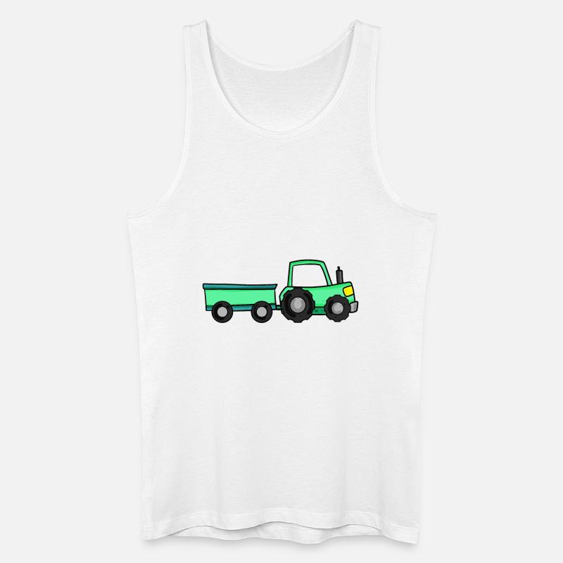 Traktor mit Anhänger - Männer Bio Tank Top - Weiß