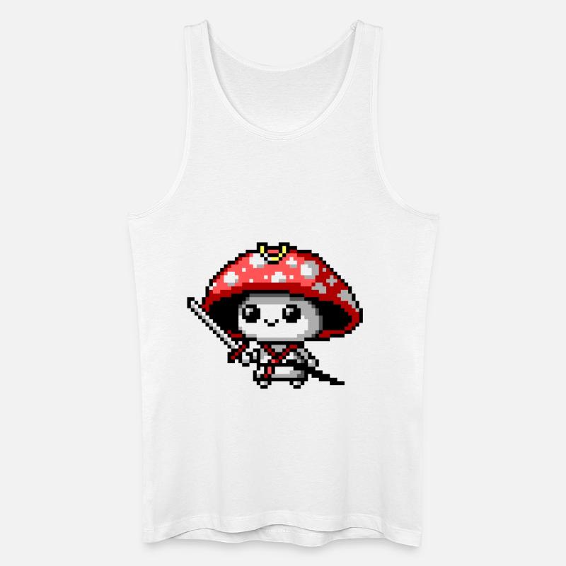 8bit Pilz-Samurai - Männer Bio Tank Top - Weiß