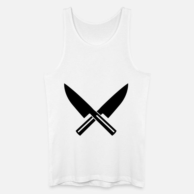 Messer - Männer Bio Tank Top - Weiß