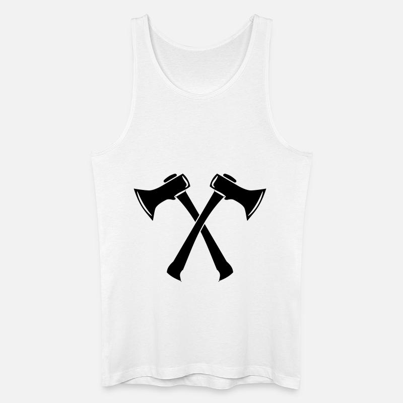 Axe axes lumberjack forest fire 1c - Men’s Organic Tank Top - white