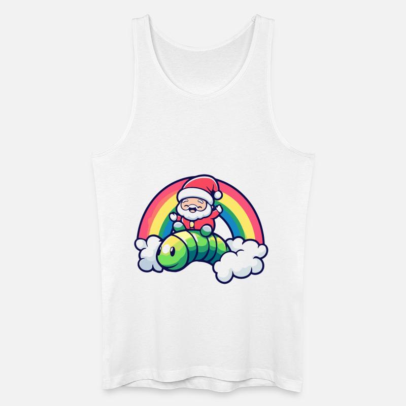 Wurm Weihnachtsmann Regenbogen - Männer Bio Tank Top - Weiß
