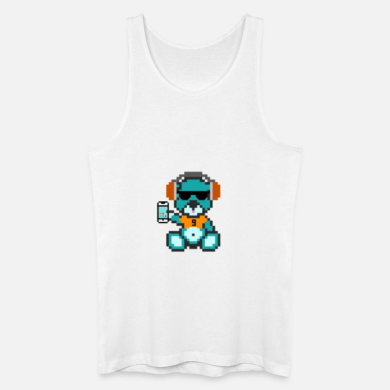 Pixel Bär Geek - Männer Bio Tank Top - Weiß