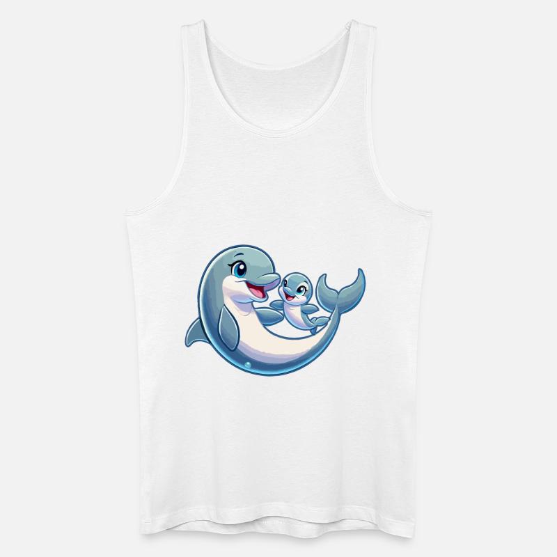 Delfinmutter und Kind beim Herumtollen - Männer Bio Tank Top - Weiß
