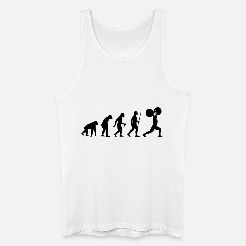 Human Evolution Weightlifting - Männer Bio Tank Top - Weiß
