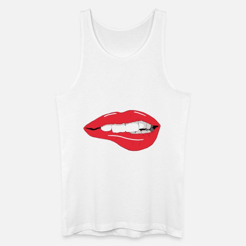 red lips biting - Männer Bio Tank Top - Weiß