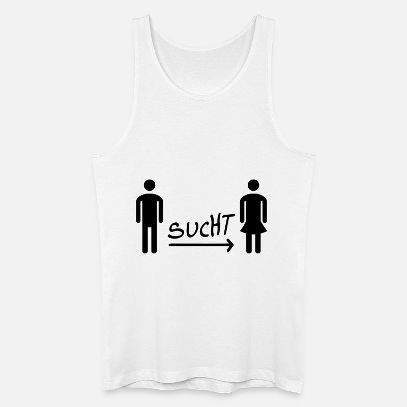 Mann sucht Frau - Single - Männer Bio Tank Top - Weiß