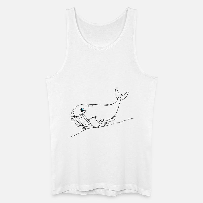 Blauwal mit Skateboard - Männer Bio Tank Top - Weiß