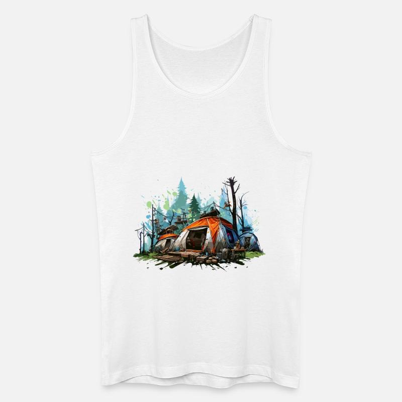 Camping-Atmosphäre. Ein Retro-Abenteuer. - Männer Bio Tank Top - Weiß