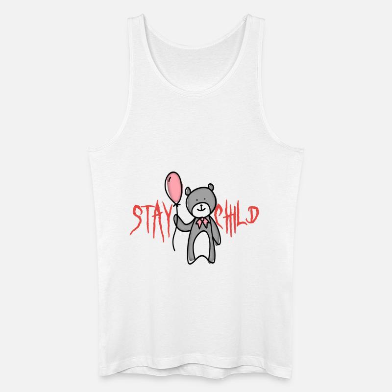 Bär mit Luftballon bleib Kind - Männer Bio Tank Top - Weiß