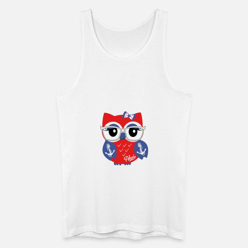Eule_Ahoi_blau - Männer Bio Tank Top - Weiß