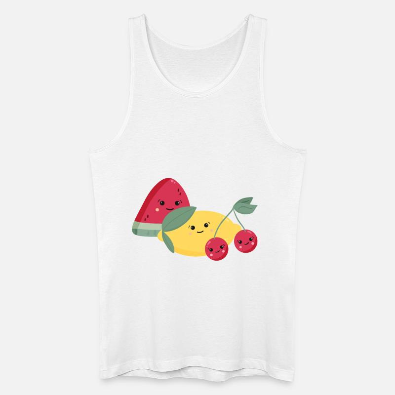 Wassermelone,Zitrone & Kirschen - Männer Bio Tank Top - Weiß
