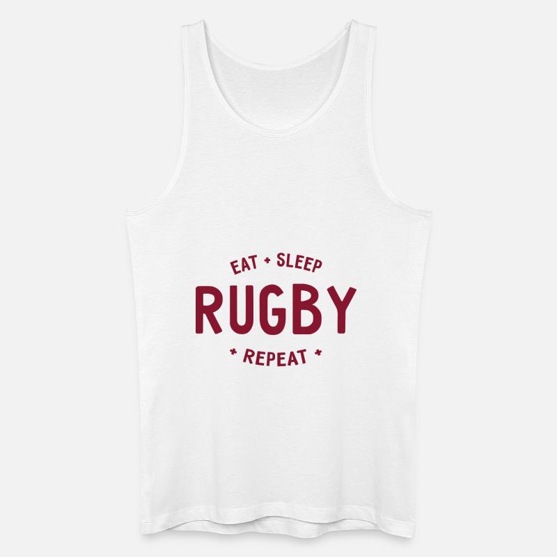 Eat Sleep Rugby Repeat - Männer Bio Tank Top - Weiß