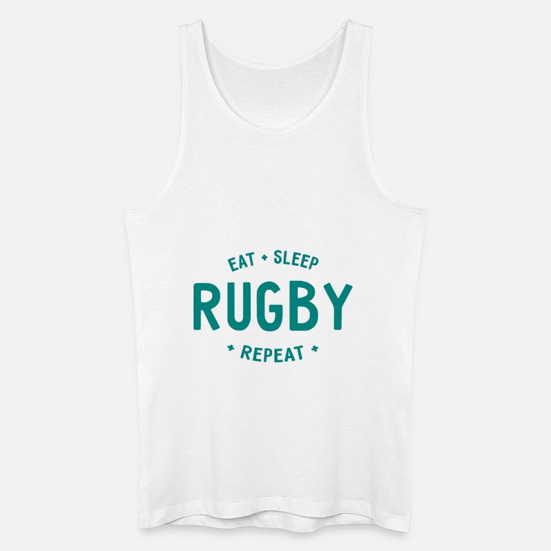 Eat Sleep Rugby Repeat - Männer Bio Tank Top - Weiß