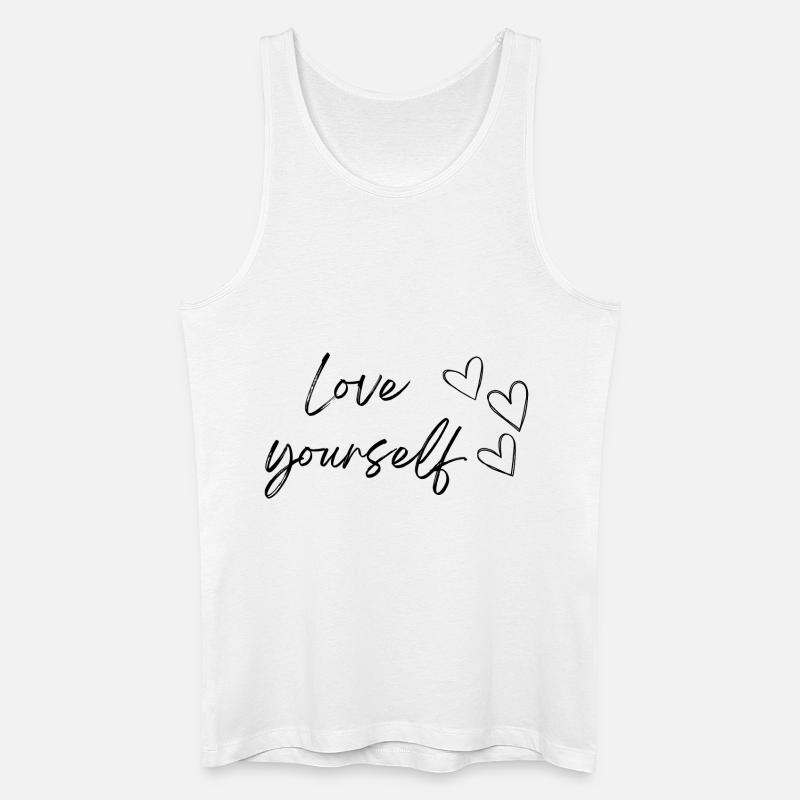 Liebe dich selbst (schwarzer Text) - Männer Bio Tank Top - Weiß