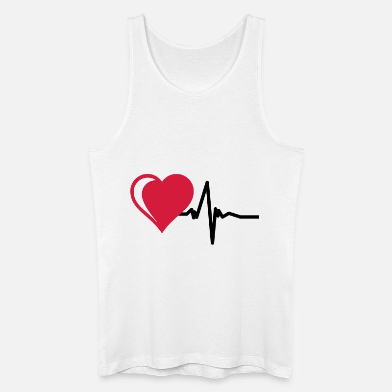 Herz mit Puls - Männer Bio Tank Top - Weiß