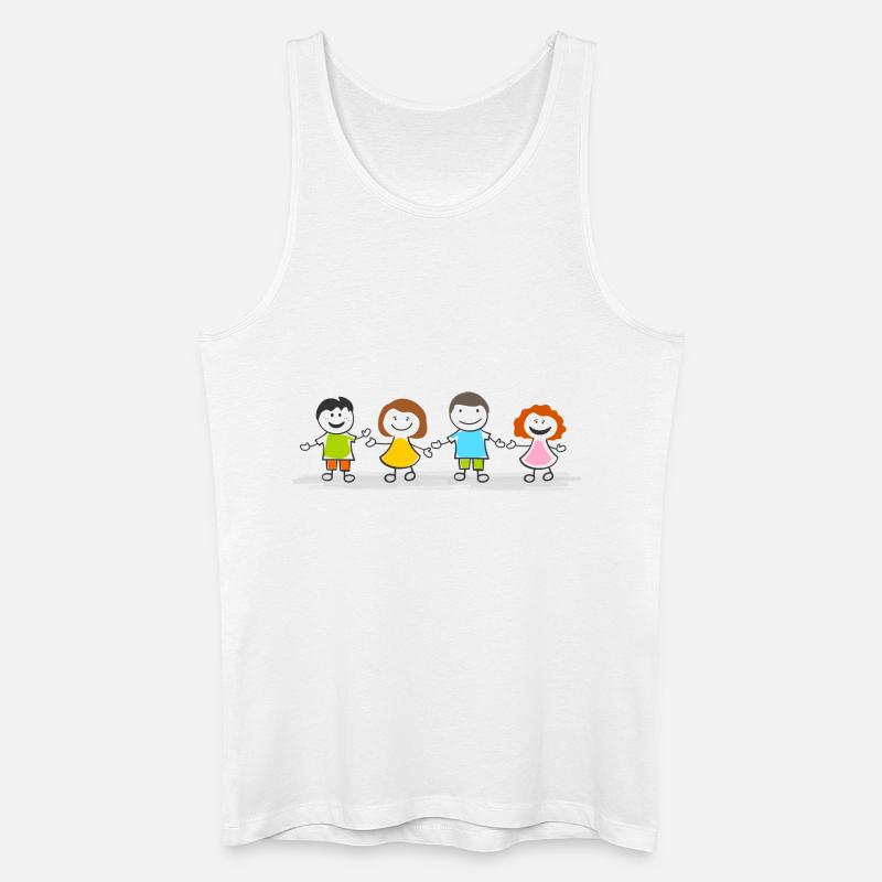 Menschen - Strichmännchen Kinder - Männer Bio Tank Top - Weiß