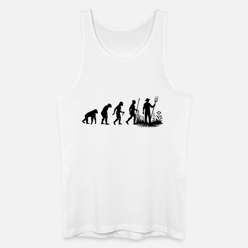 Farmer-Evolution - Männer Bio Tank Top - Weiß