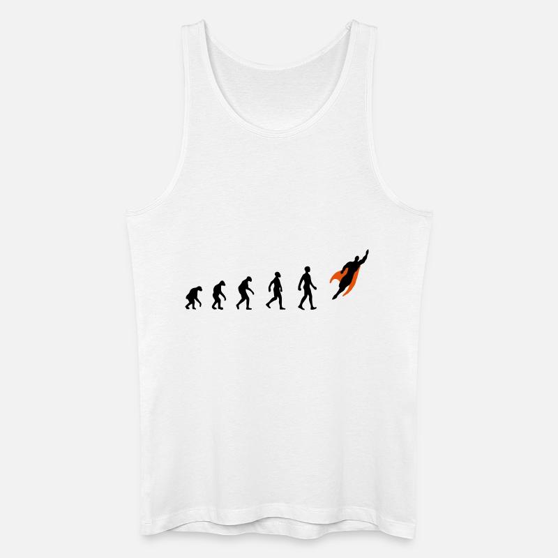 Evolution, super, held, Superhelden, darwin, - Männer Bio Tank Top - Weiß