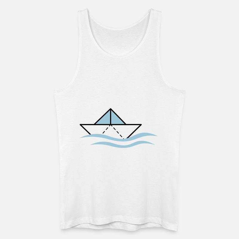 Papierschiffchen auf Wellen - Männer Bio Tank Top - Weiß