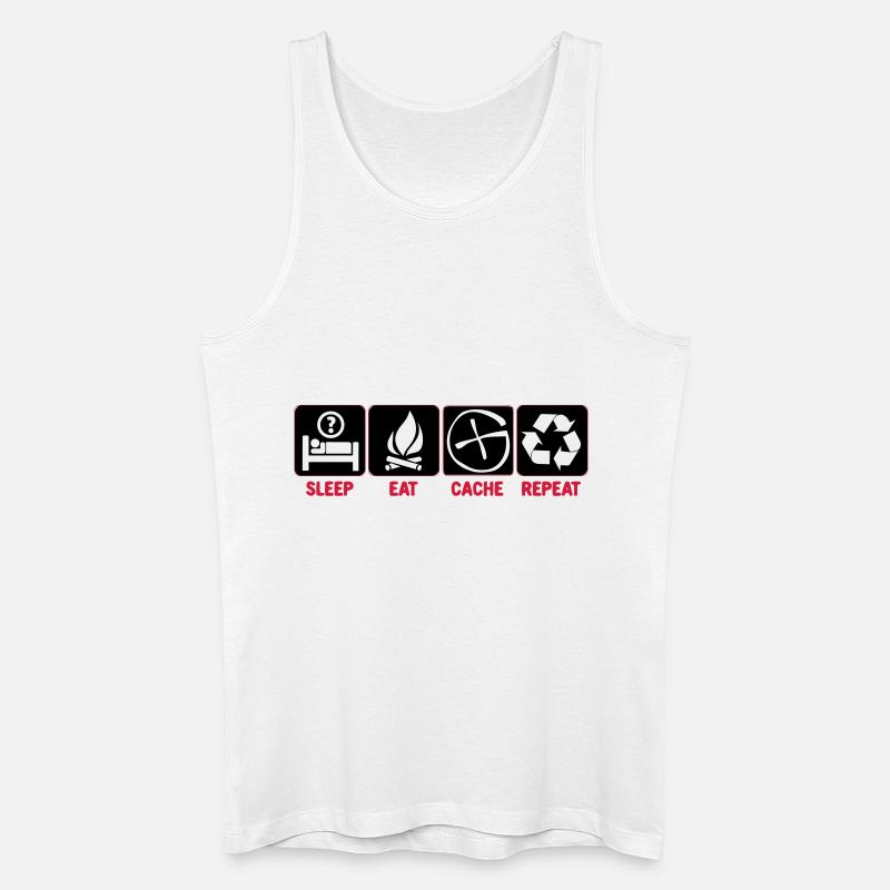 Sleep, Eat, Cache, Repeat - Männer Bio Tank Top - Weiß