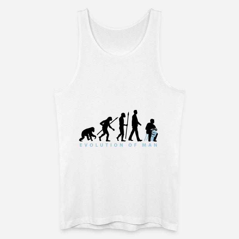 Evolution Djembe Trommler - Männer Bio Tank Top - Weiß