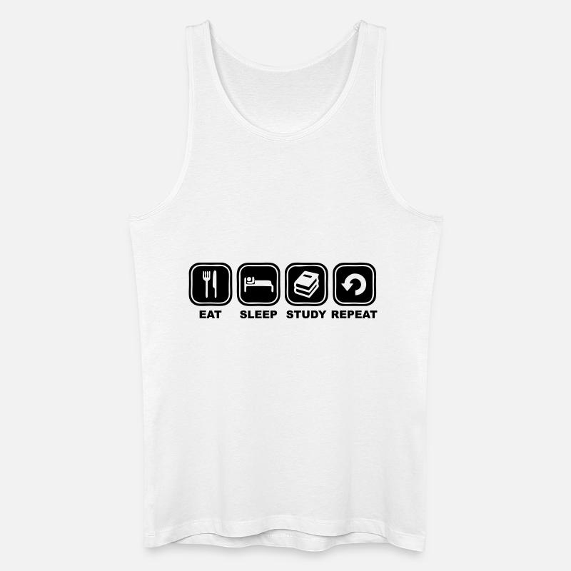 Eat, sleep, study, Repeat - Männer Bio Tank Top - Weiß
