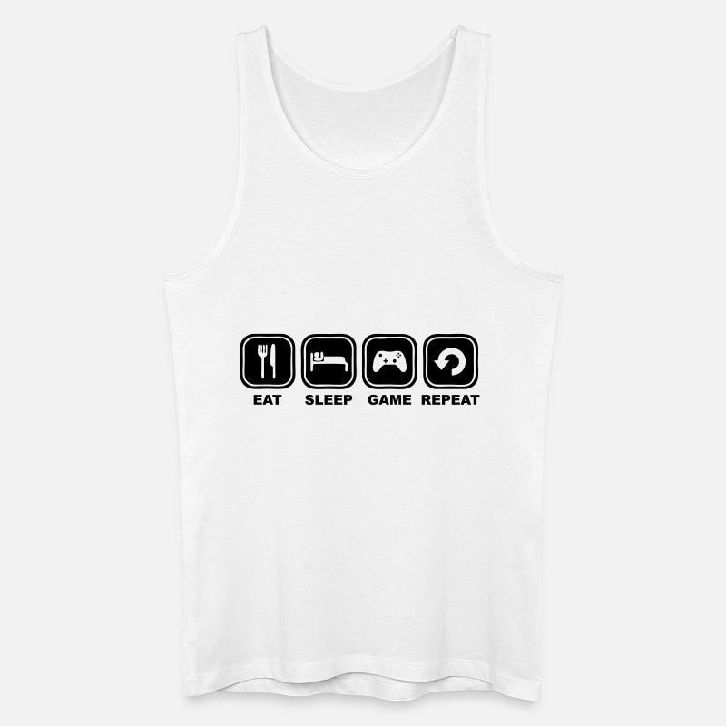 Eat, sleep, game, Repeat - Männer Bio Tank Top - Weiß