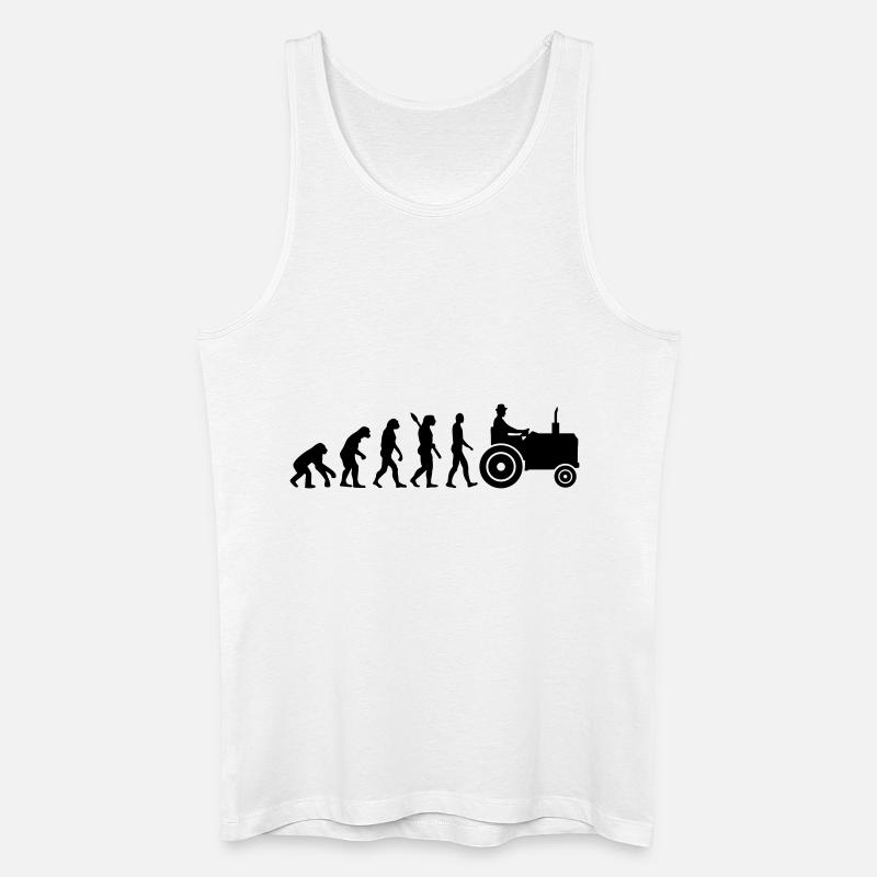 Evolution Tractor - Männer Bio Tank Top - Weiß