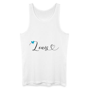 Louis Nom Prénom Calligraphie Coeur - Débardeur bio Homme - blanc - Devant
