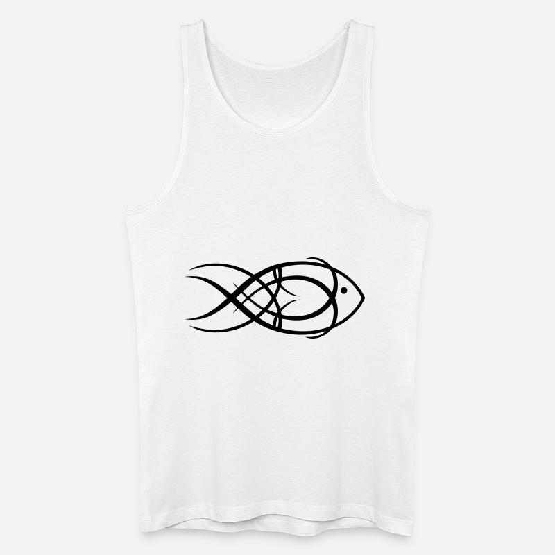 Tribal Fish - Männer Bio Tank Top - Weiß