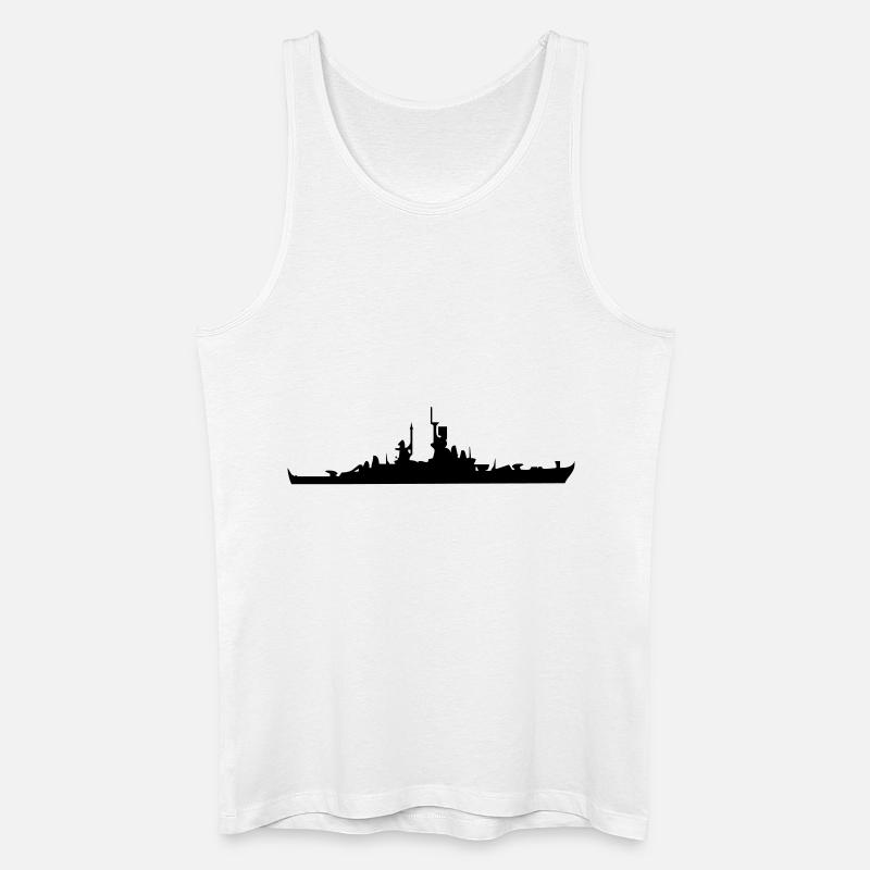 Vector Navy Kriegsschiff Silhouette - Männer Bio Tank Top - Weiß