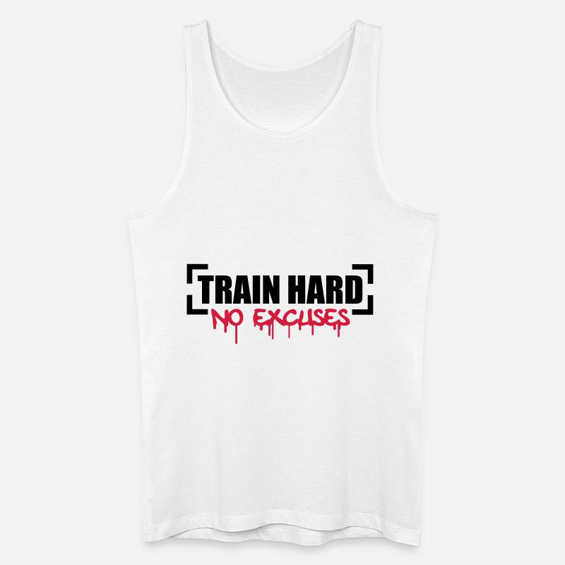 Train Hard No Excuses - Männer Bio Tank Top - Weiß